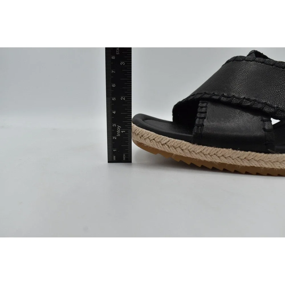 Sofft Women 11 Indie Black Leather Crisscross Espadrille Wedge Sandals Shoes